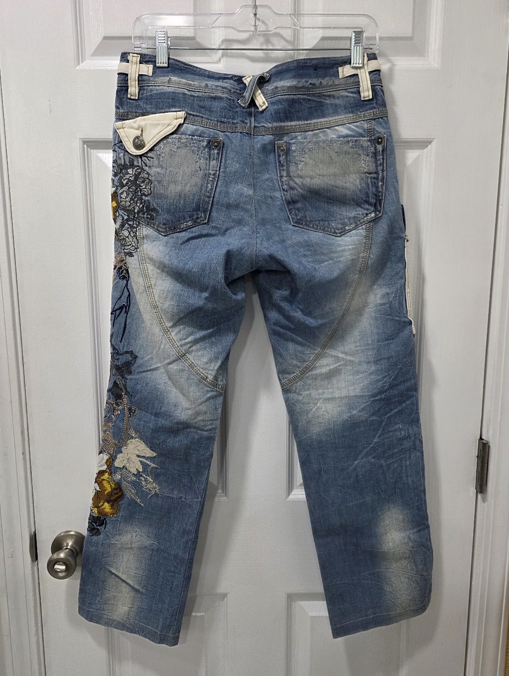 Vintage Y2K NPJ Floral Embroidered, Contrast Pocket Jeans Size Medium - Picture 4 of 8